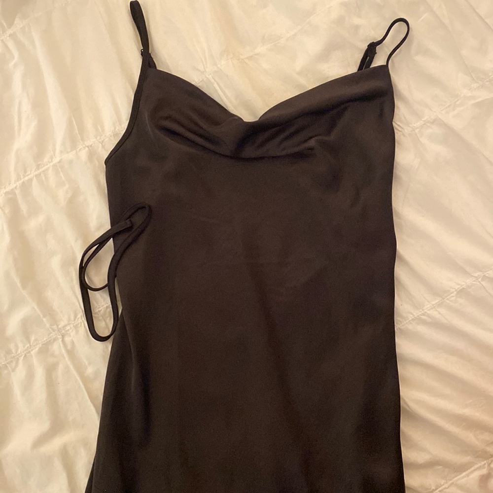 Motel rocks black satin cowl neck mini dress. Paiva dress
